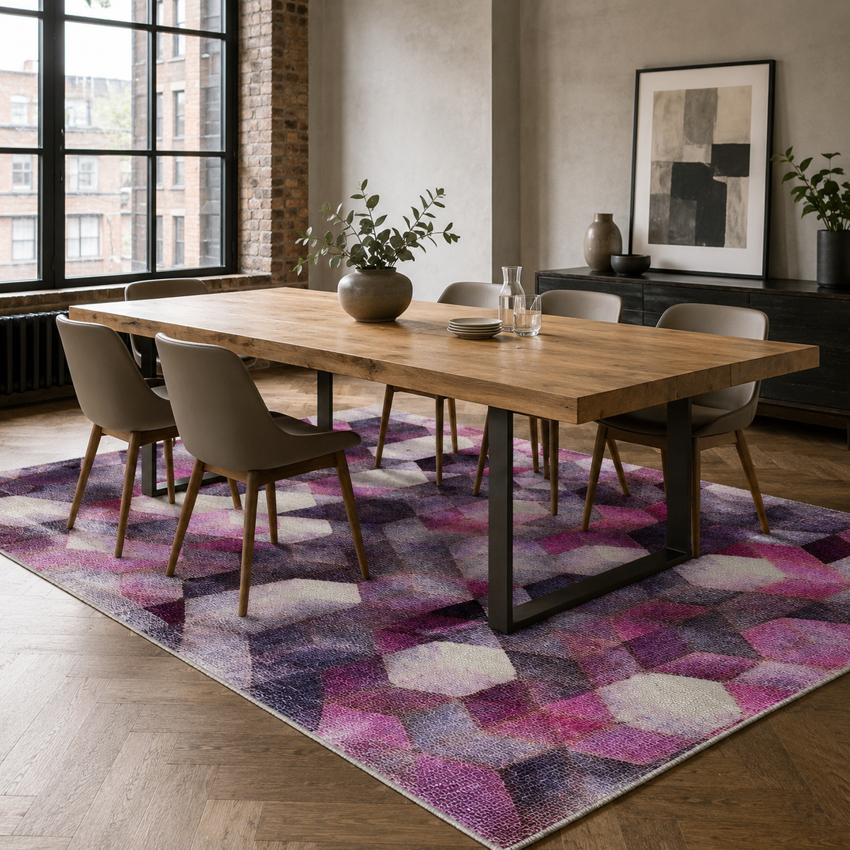 Tapis Moderne Gris Lavable Quitterie, vue 6