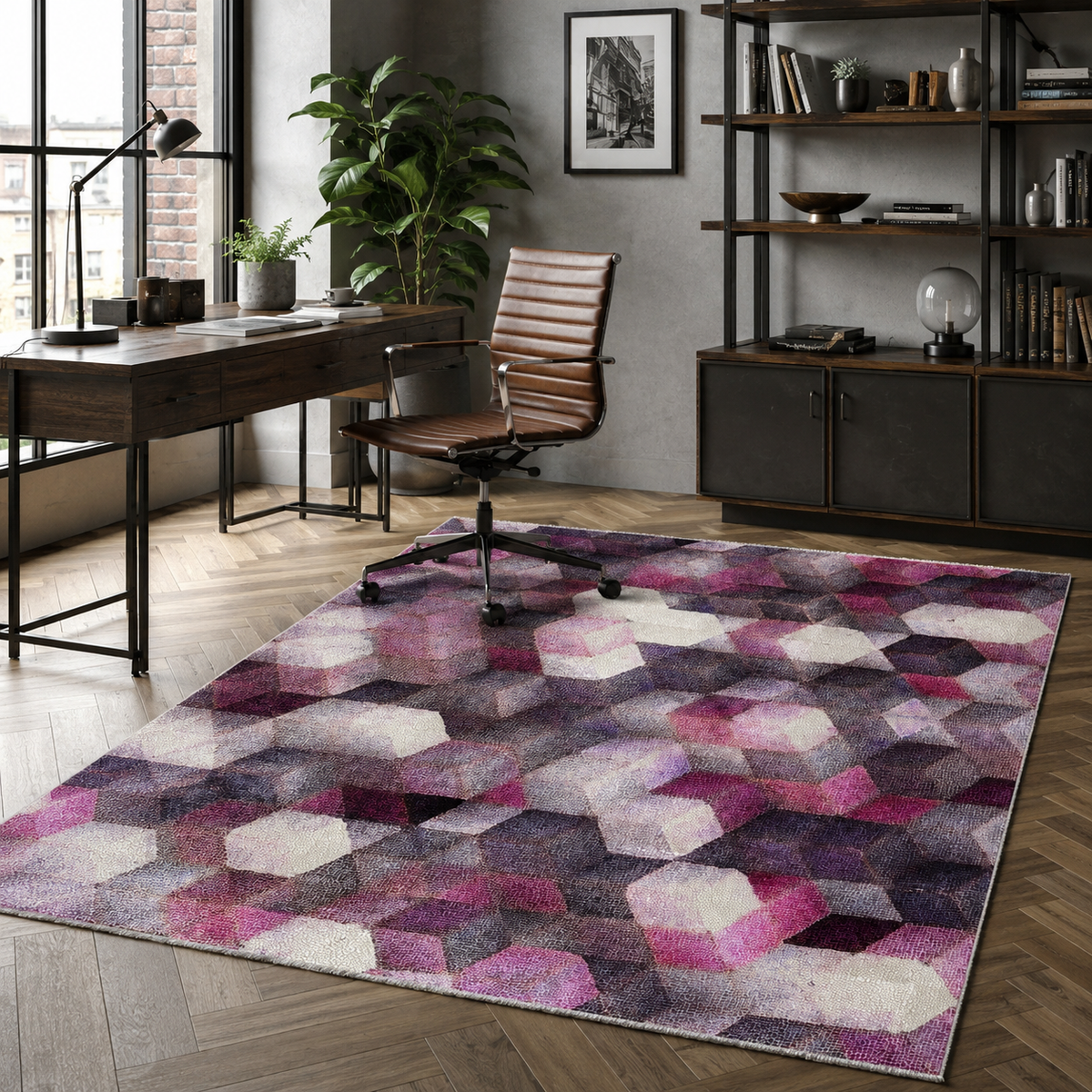 Tapis Moderne Gris Lavable Quitterie, vue 7