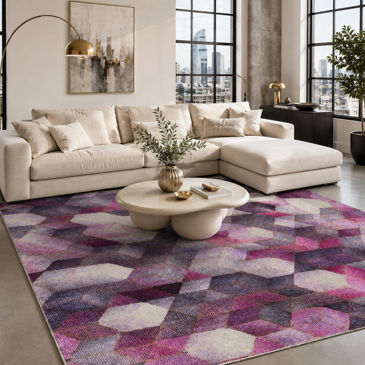 Tapis Moderne Gris Lavable Quitterie, vue 10