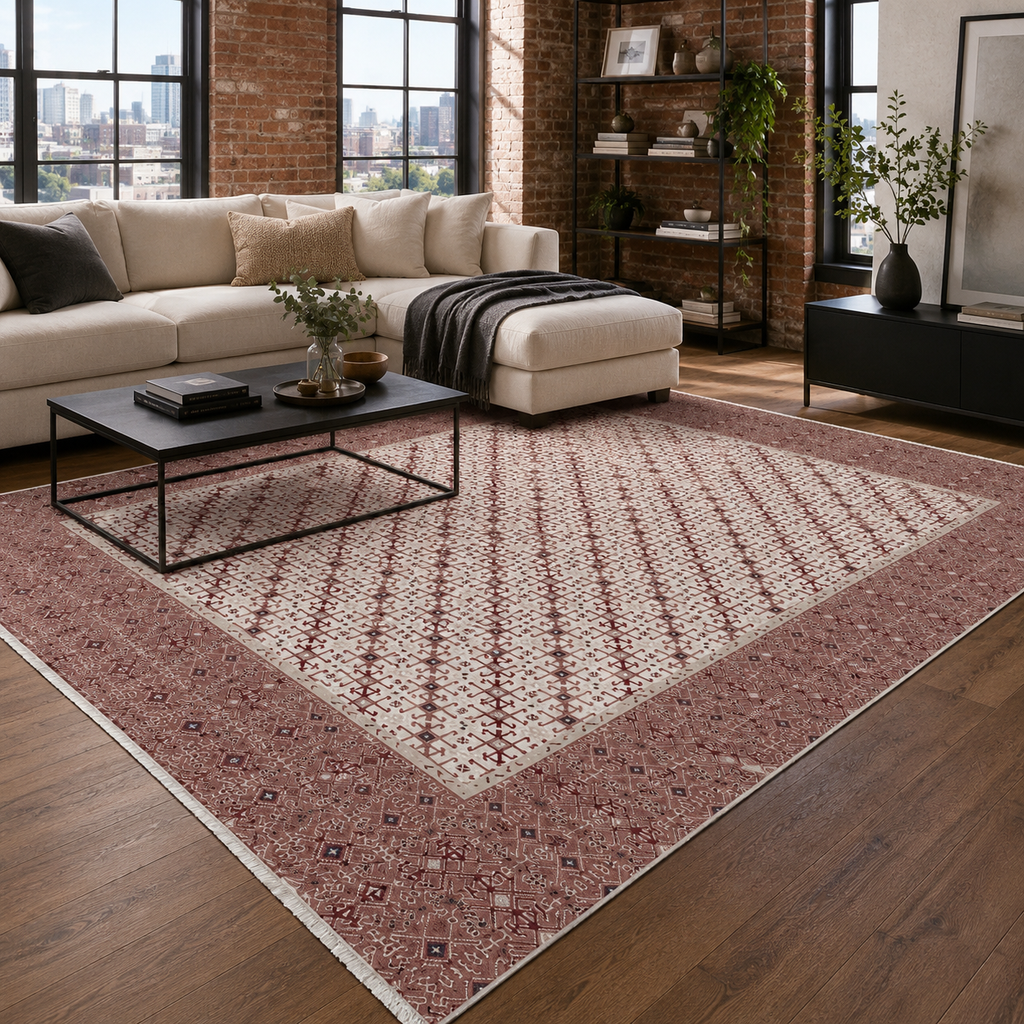 Tapis Ethnique Gris Lavable Émilie, vue principale