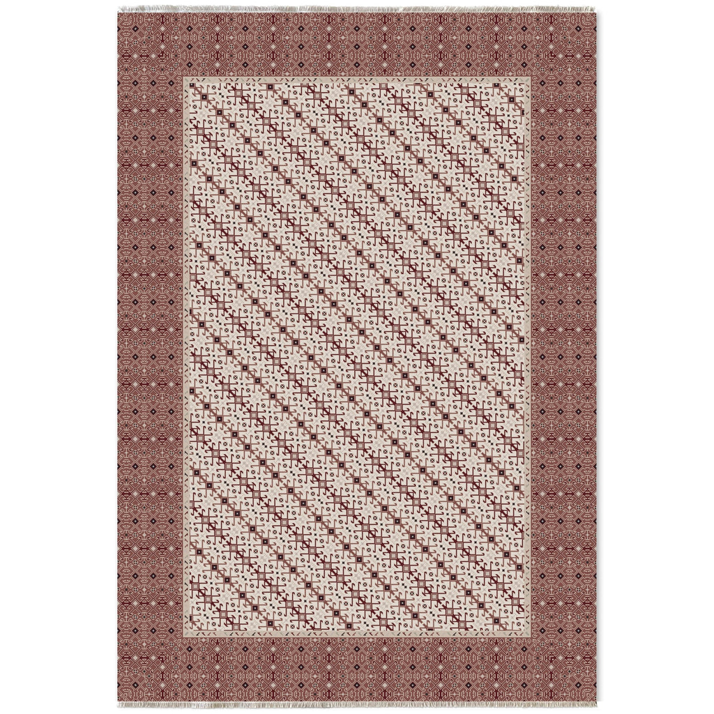 Détail du motif du tapis ethnique gris lavable Émilie