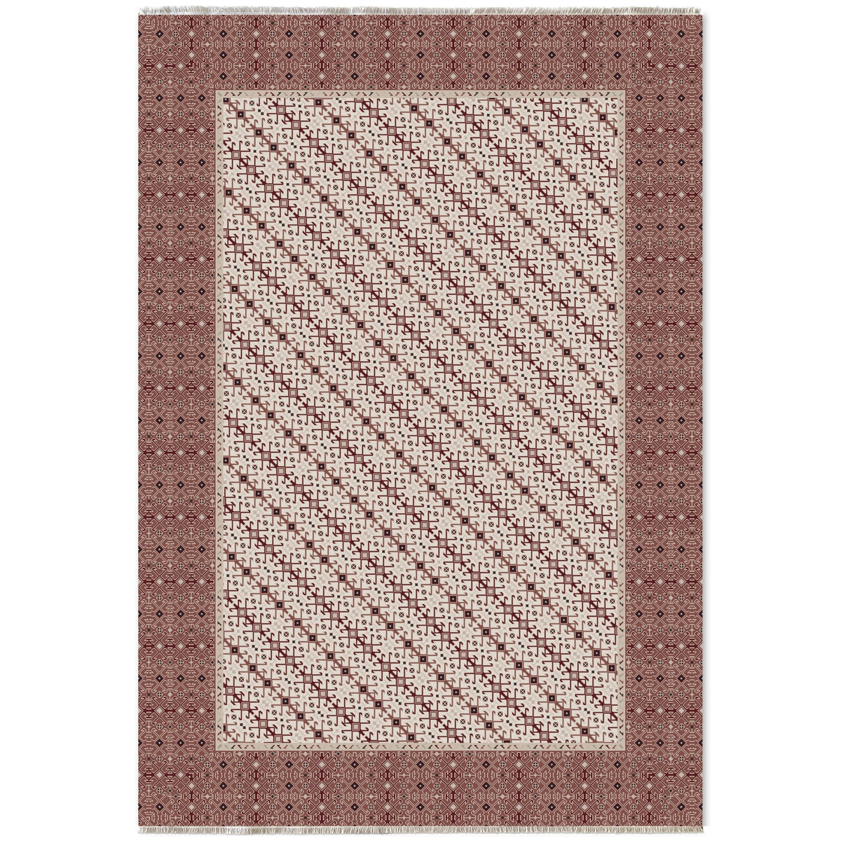 Détail du motif du tapis ethnique gris lavable Émilie