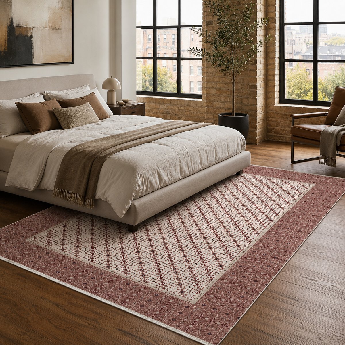 Tapis Ethnique Gris Lavable Émilie, vue 4