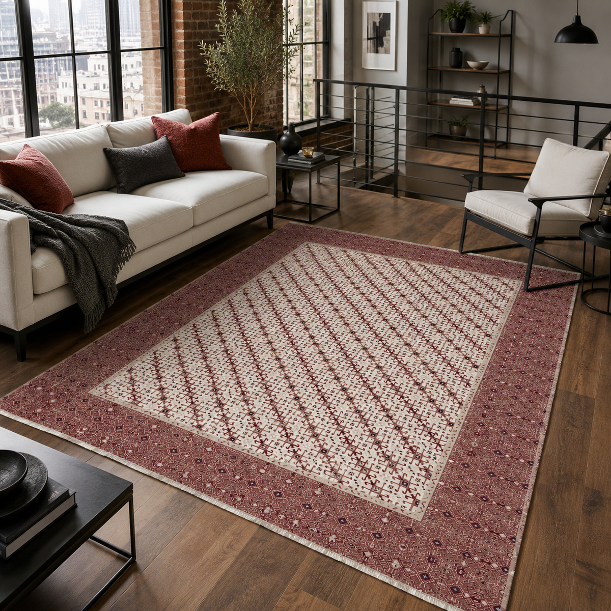 Tapis Ethnique Gris Lavable Émilie, vue 9