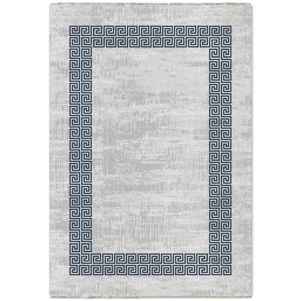 Détail du motif du tapis classique gris lavable Ilona