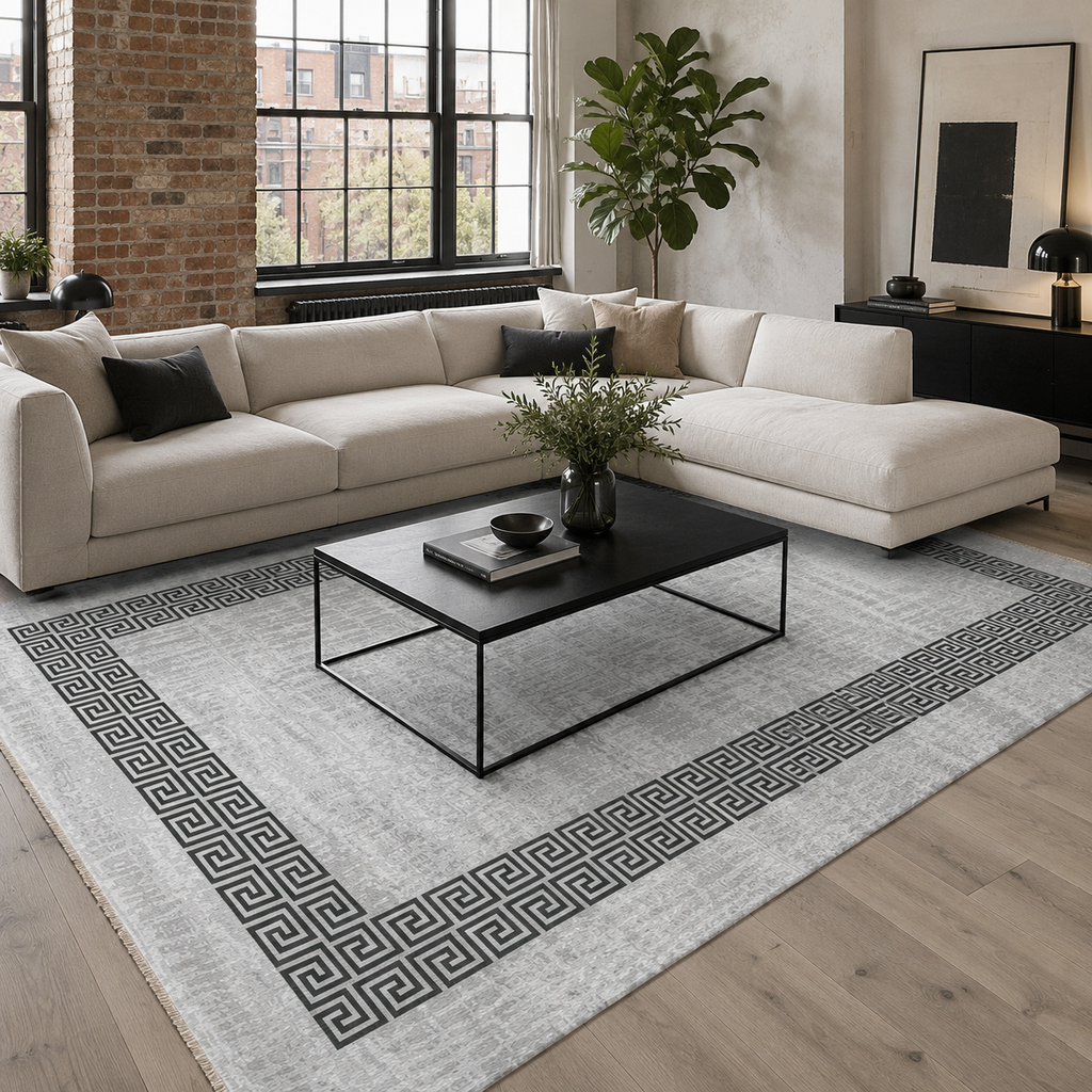 Tapis Classique Gris Lavable Élina, vue principale