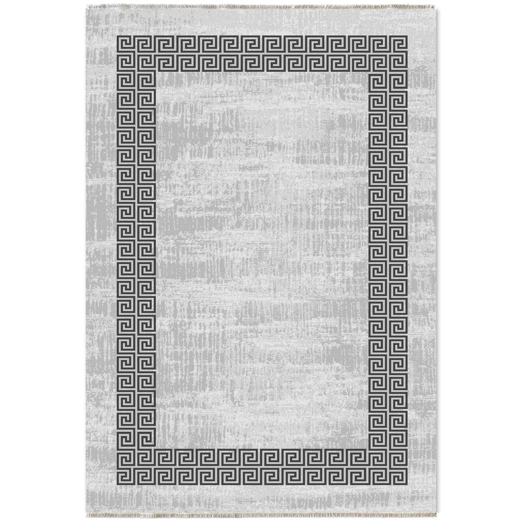 Détail du motif du tapis classique gris lavable Élina