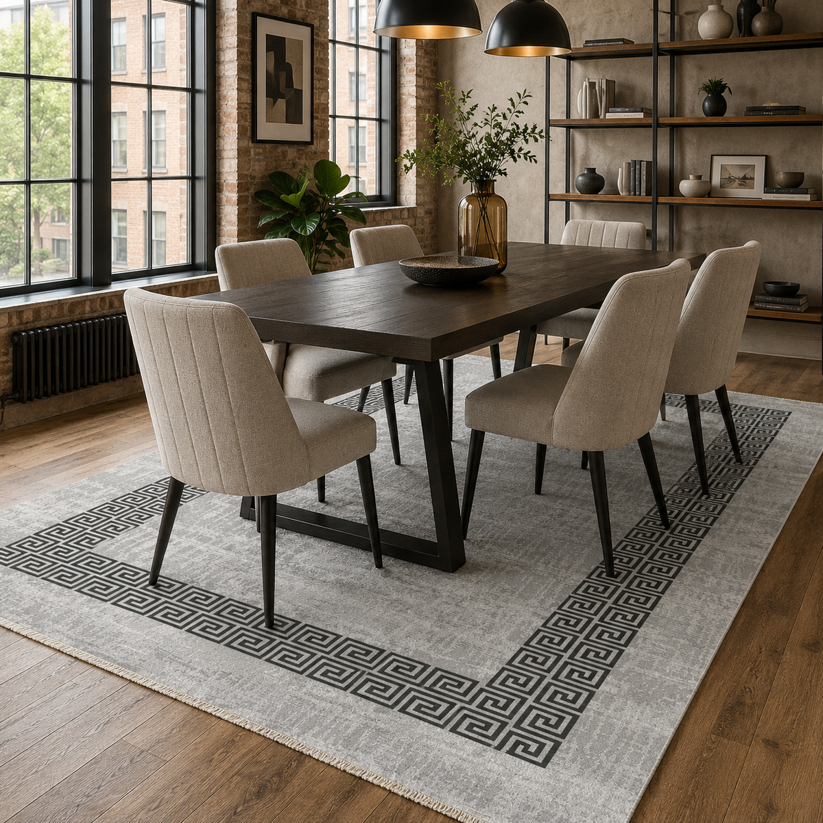 Tapis Classique Gris Lavable Élina, vue 4