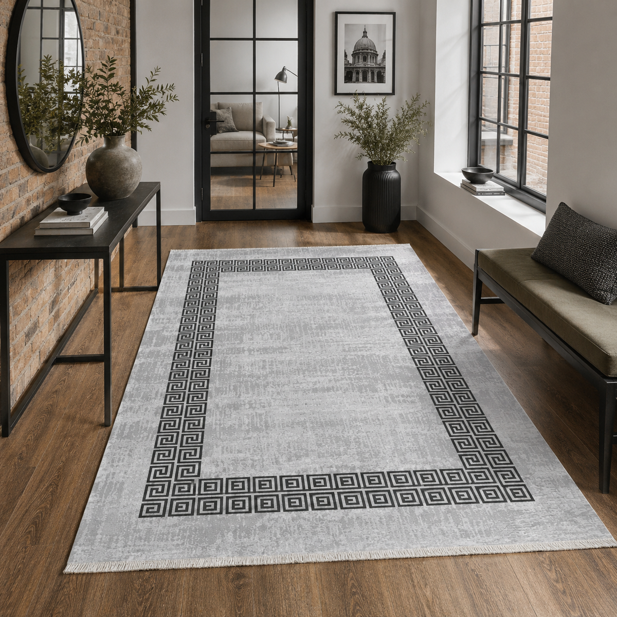 Tapis Classique Gris Lavable Élina, vue 6
