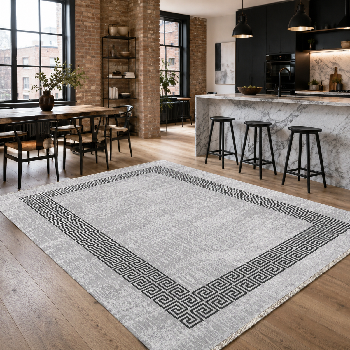 Tapis Classique Gris Lavable Élina, vue 7