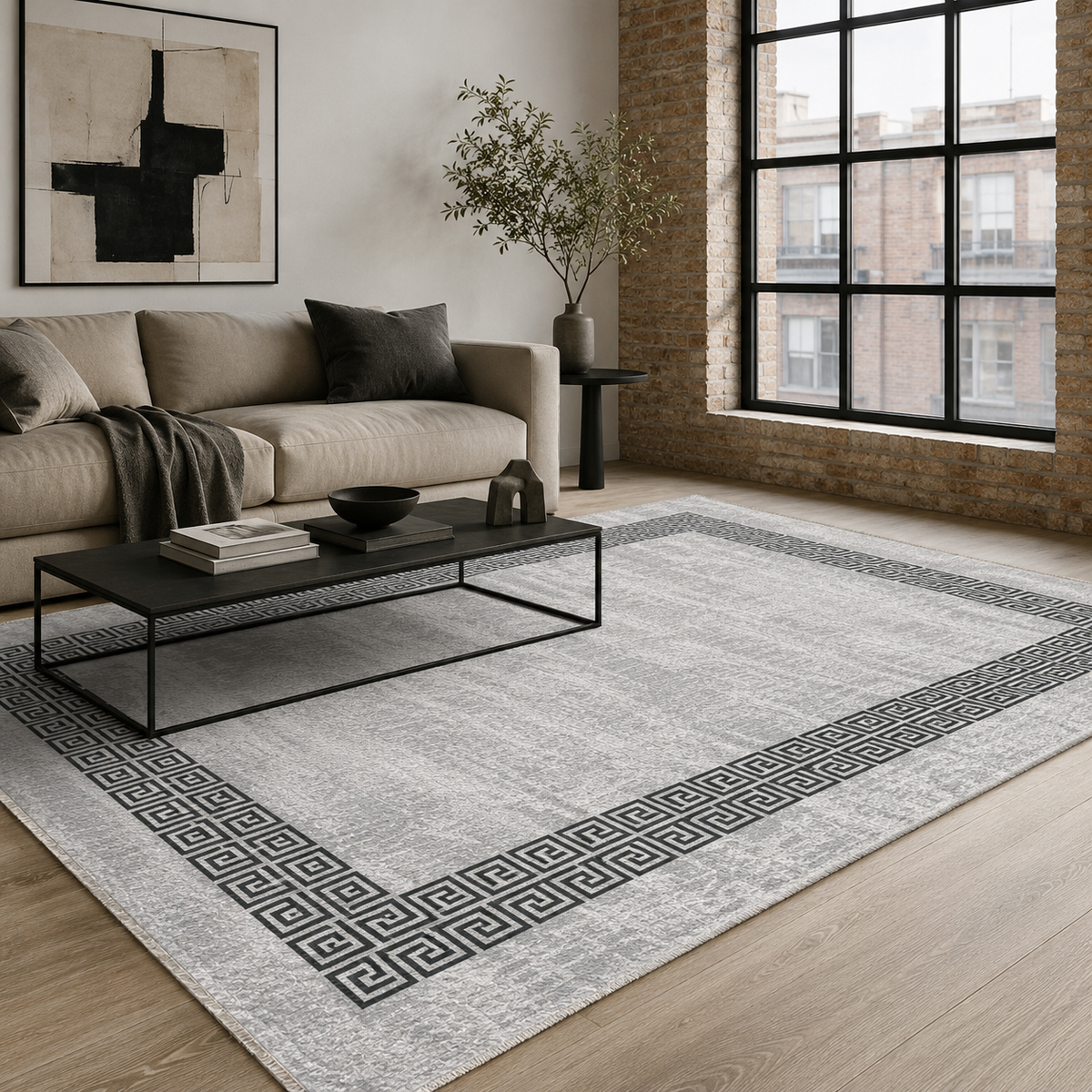 Tapis Classique Gris Lavable Élina, vue 9