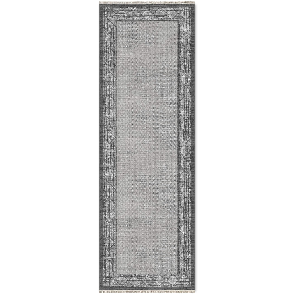 Détail du motif du tapis classique gris lavable Mélina