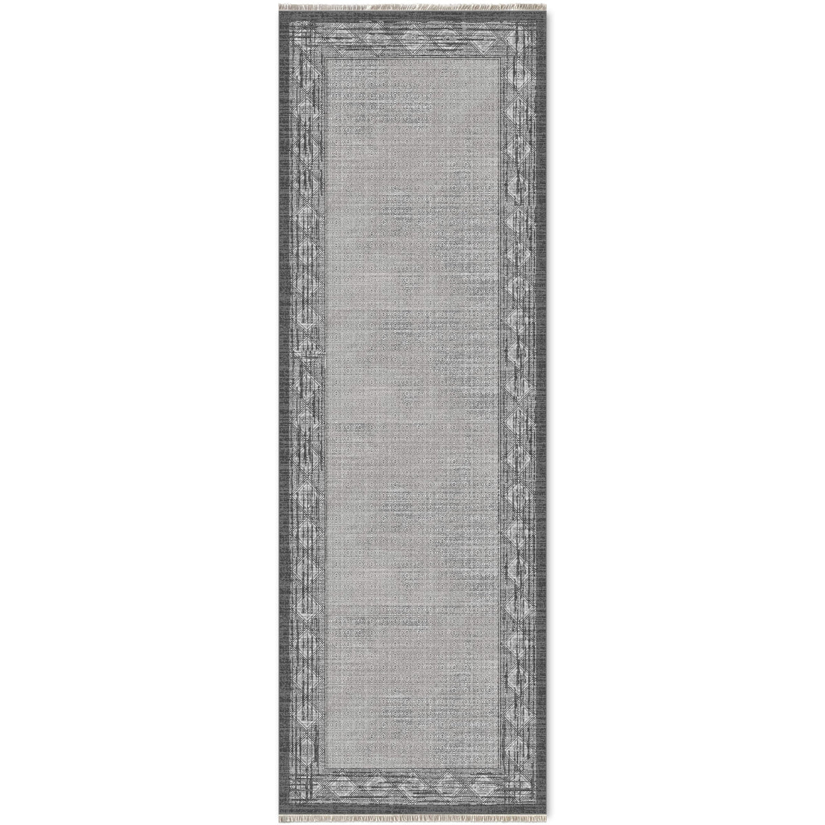 Détail du motif du tapis classique gris lavable Mélina