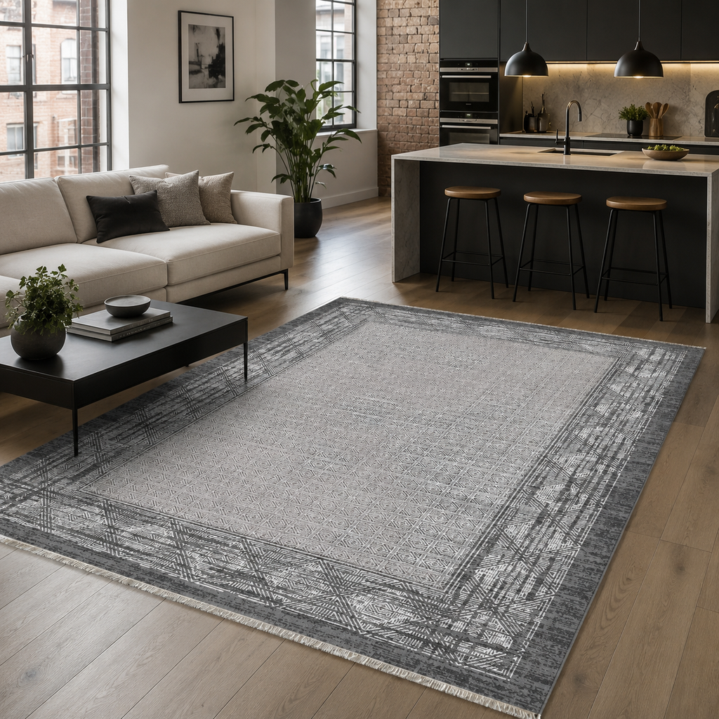 Tapis Classique Gris Lavable Mélina, vue 9