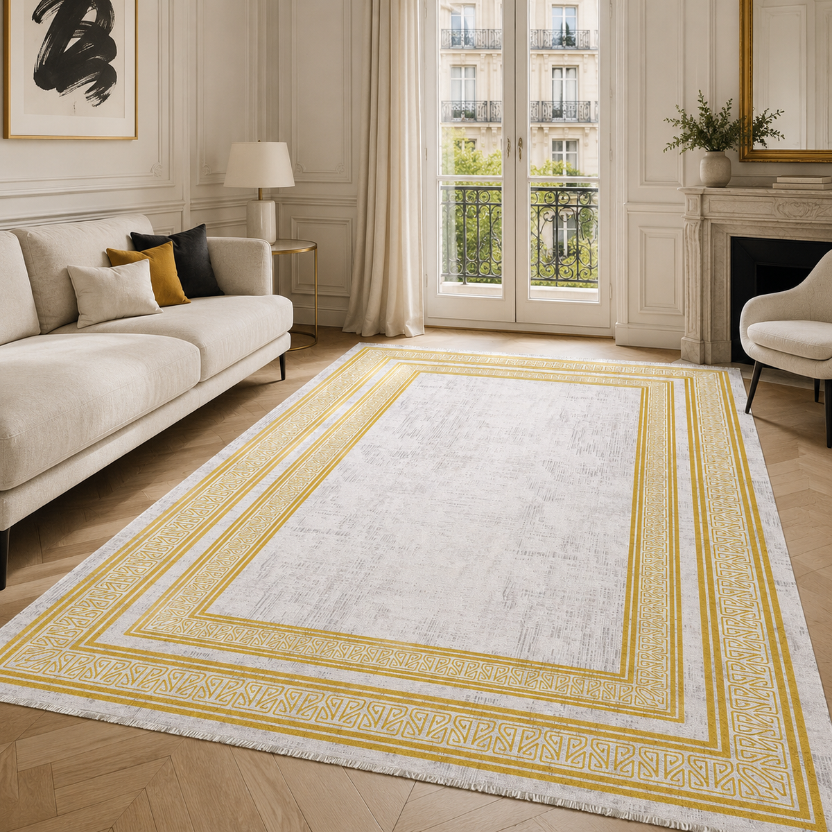 Tapis Classique Gris Lavable Mélodie, vue 9