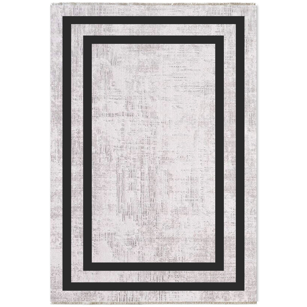 Détail du motif du tapis classique gris lavable Flavie