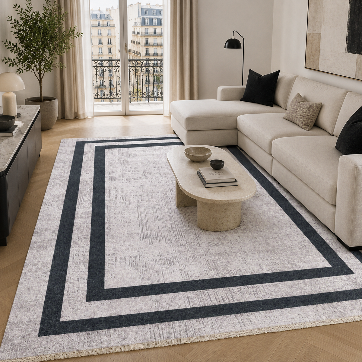 Tapis Classique Gris Lavable Flavie, vue 5