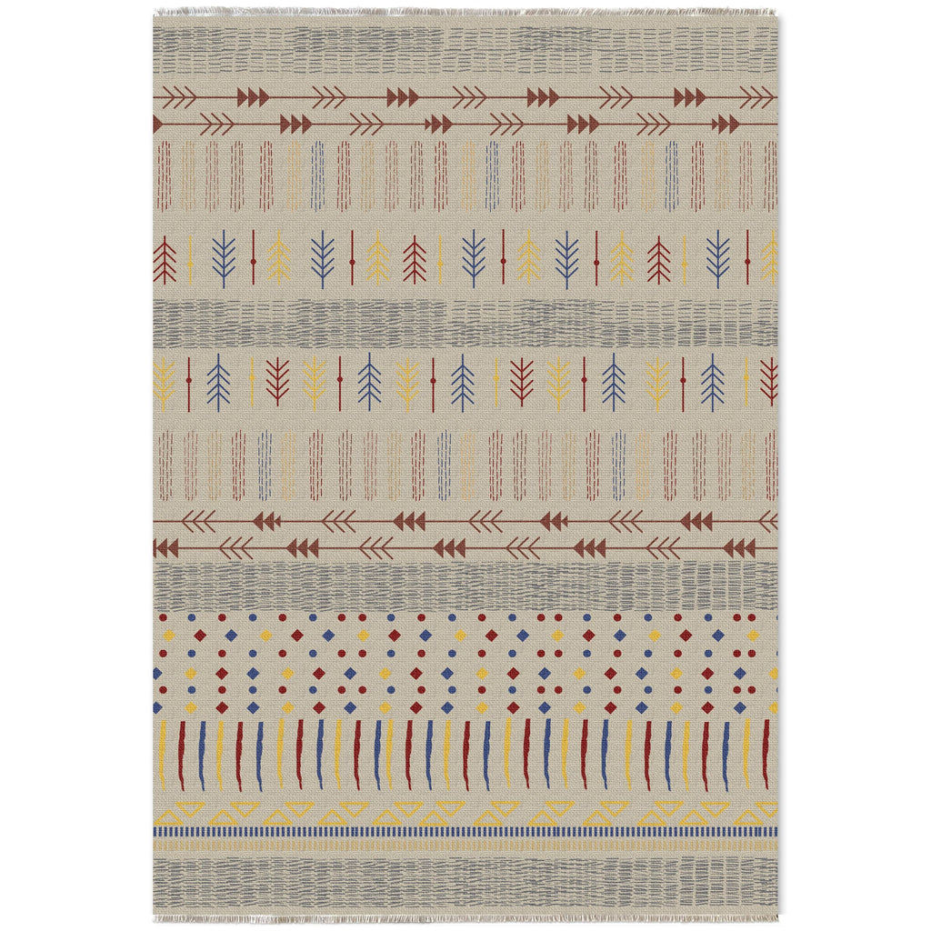 Détail du motif du tapis ethnique bleu marine lavable Sixtine