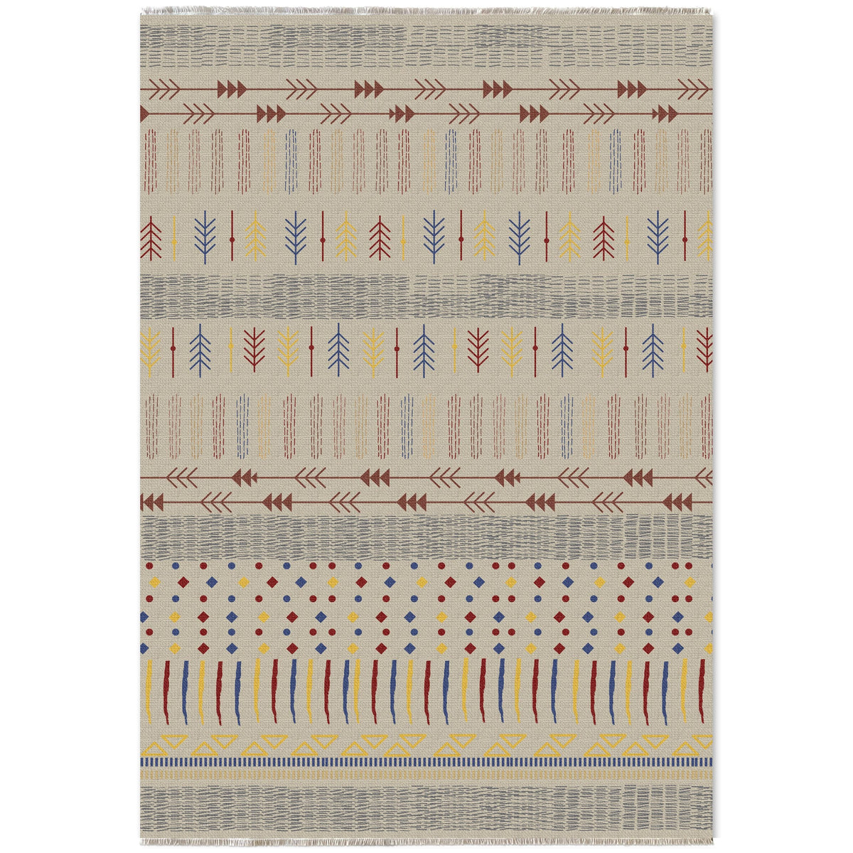 Détail du motif du tapis ethnique bleu marine lavable Sixtine