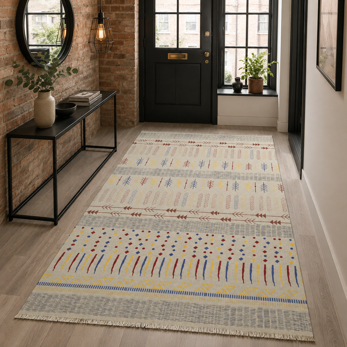 Tapis Ethnique Bleu Marine Lavable Sixtine, vue 8
