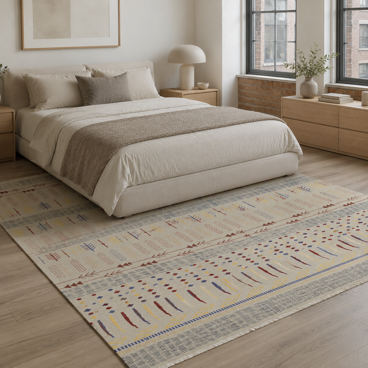 Tapis Ethnique Bleu Marine Lavable Sixtine, vue 10
