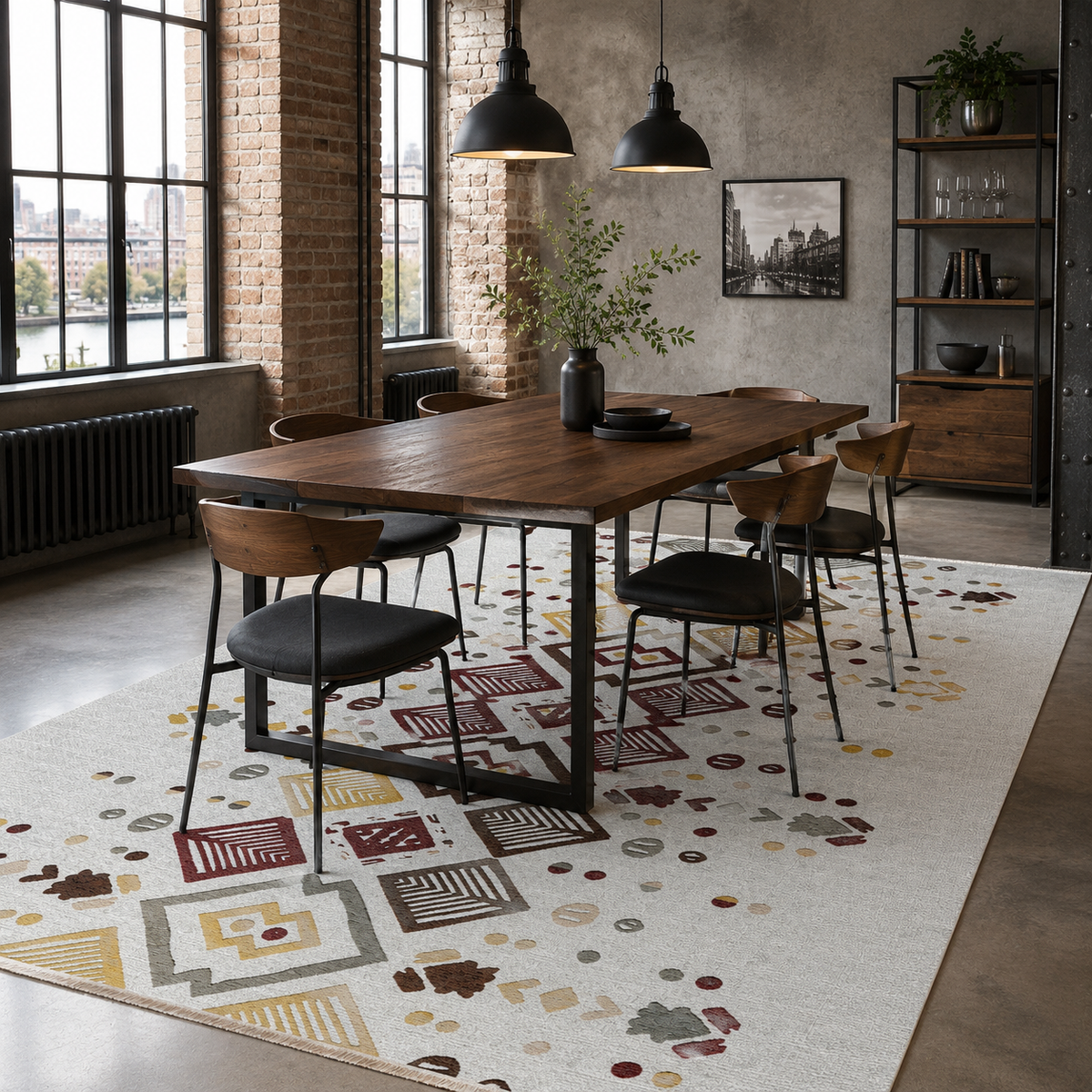 Tapis Ethnique Gris Lavable Hana, vue 5