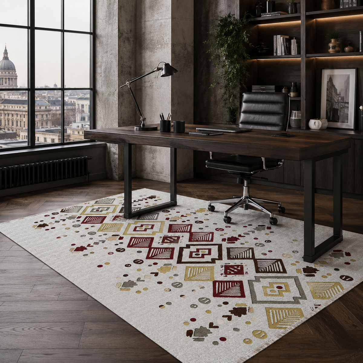 Tapis Ethnique Gris Lavable Hana, vue 6