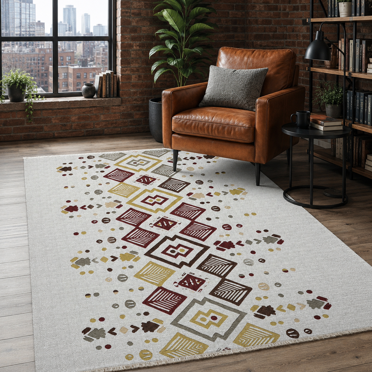 Tapis Ethnique Gris Lavable Hana, vue 7