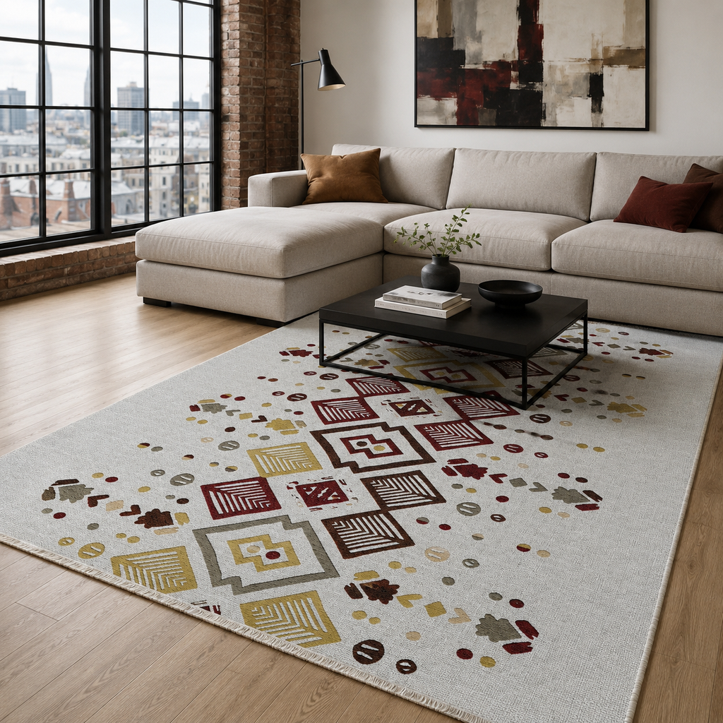 Tapis Ethnique Gris Lavable Hana, vue 8