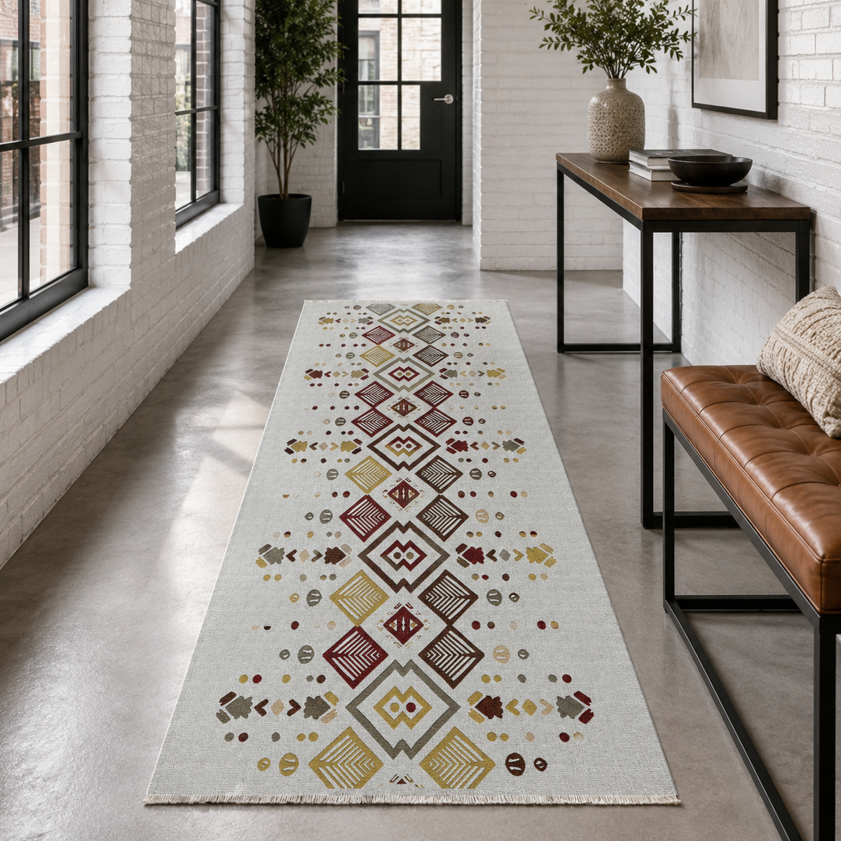 Tapis Ethnique Gris Lavable Hana, vue 9