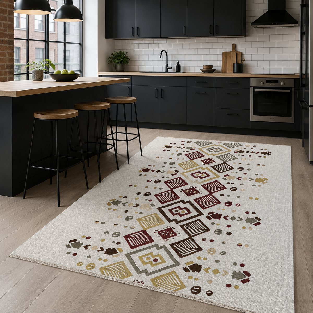 Tapis Ethnique Gris Lavable Hana, vue 10