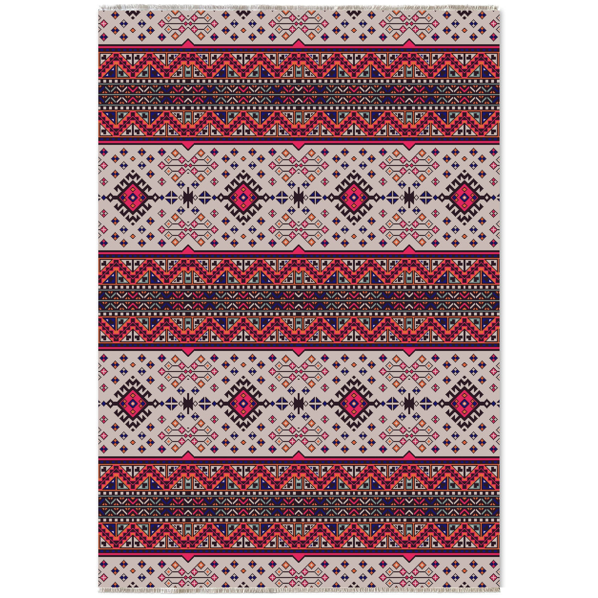 Détail du motif du tapis ethnique bordeaux lavable Lucia