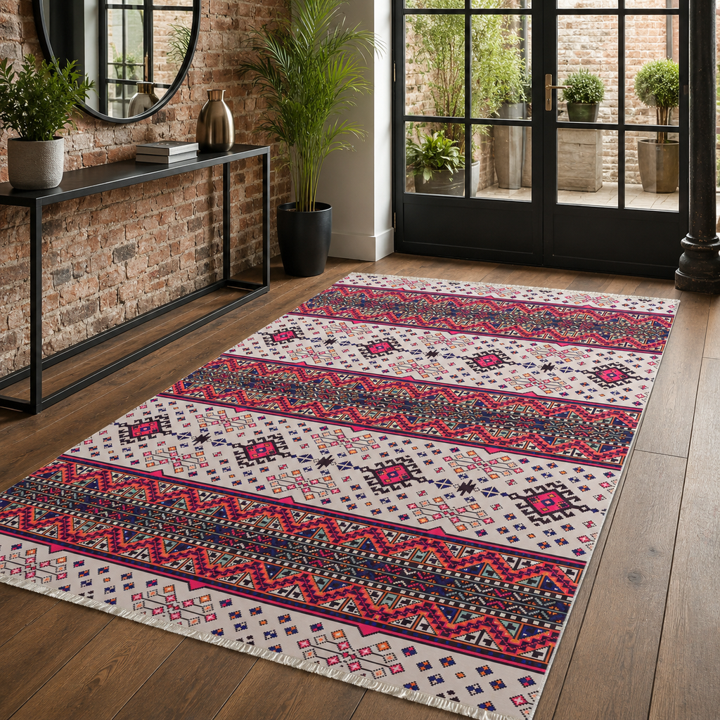 Tapis Ethnique Bordeaux Lavable Lucia, vue 8