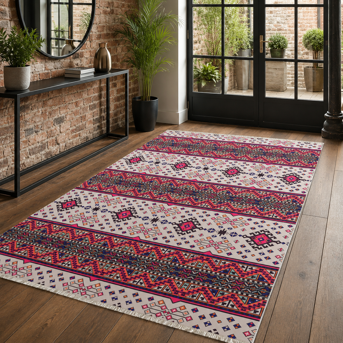 Tapis Ethnique Bordeaux Lavable Lucia, vue 8