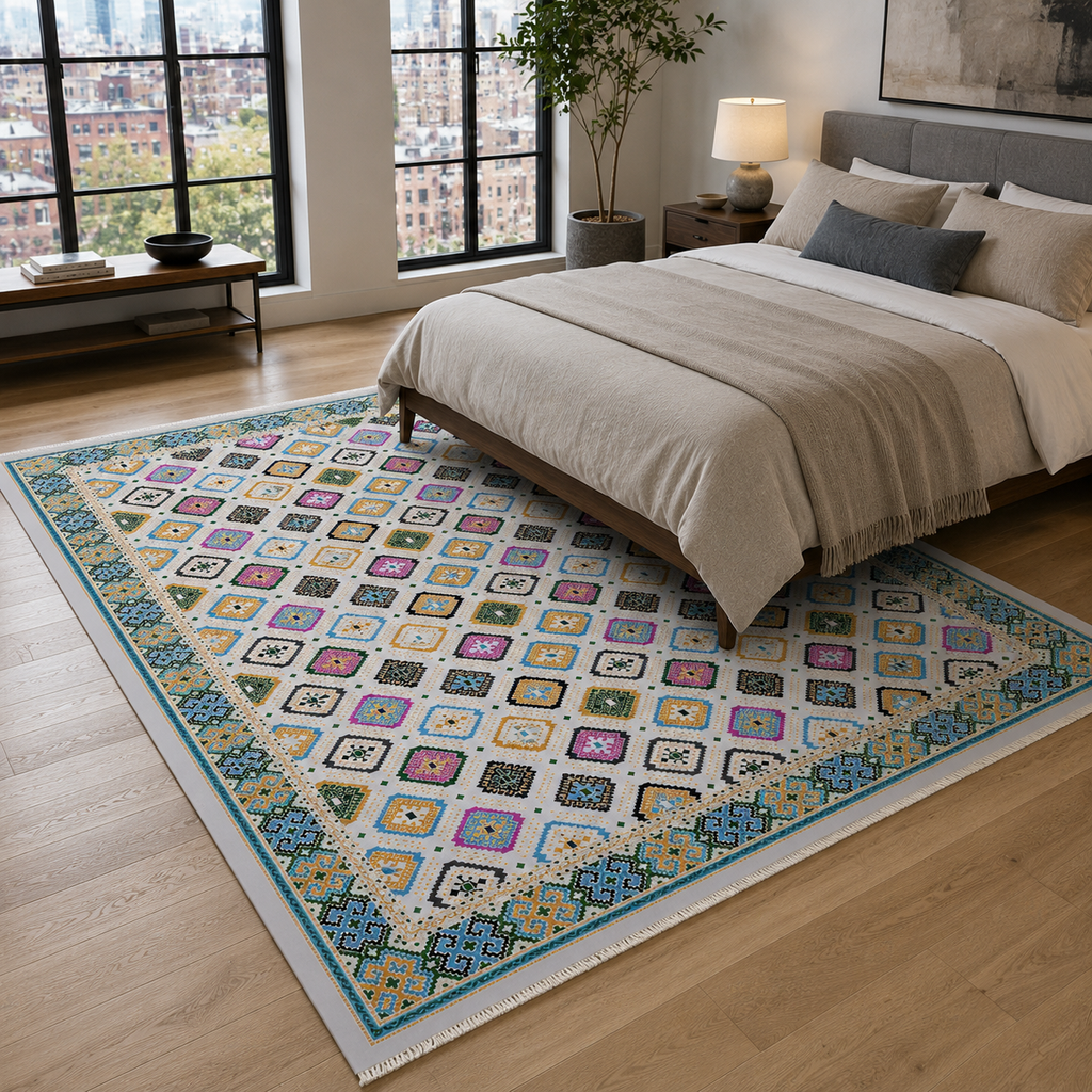Tapis Ethnique Gris Lavable Astra, vue 3