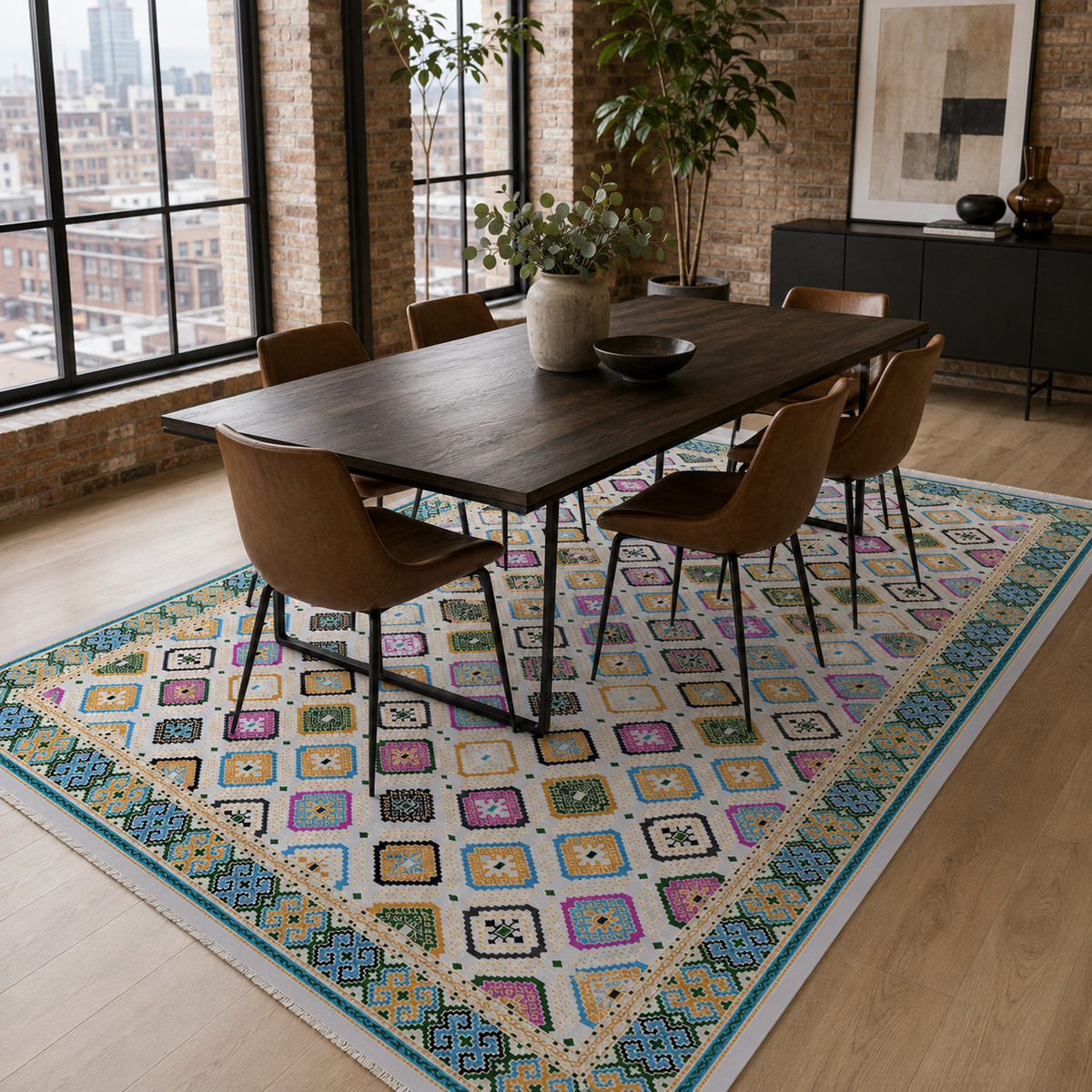 Tapis Ethnique Gris Lavable Astra, vue 4