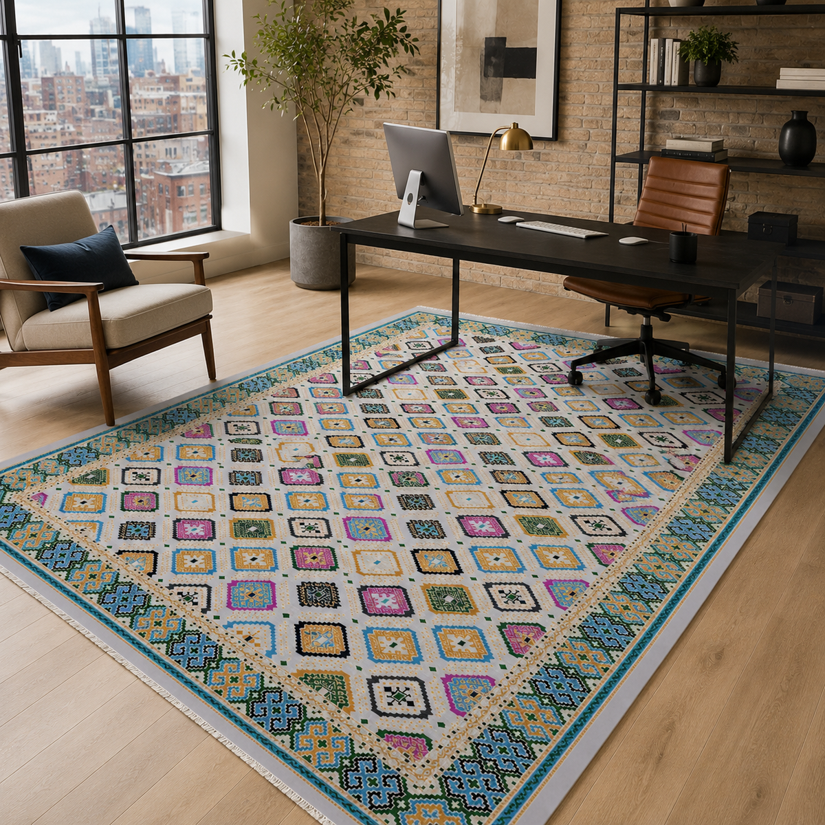 Tapis Ethnique Gris Lavable Astra, vue 5