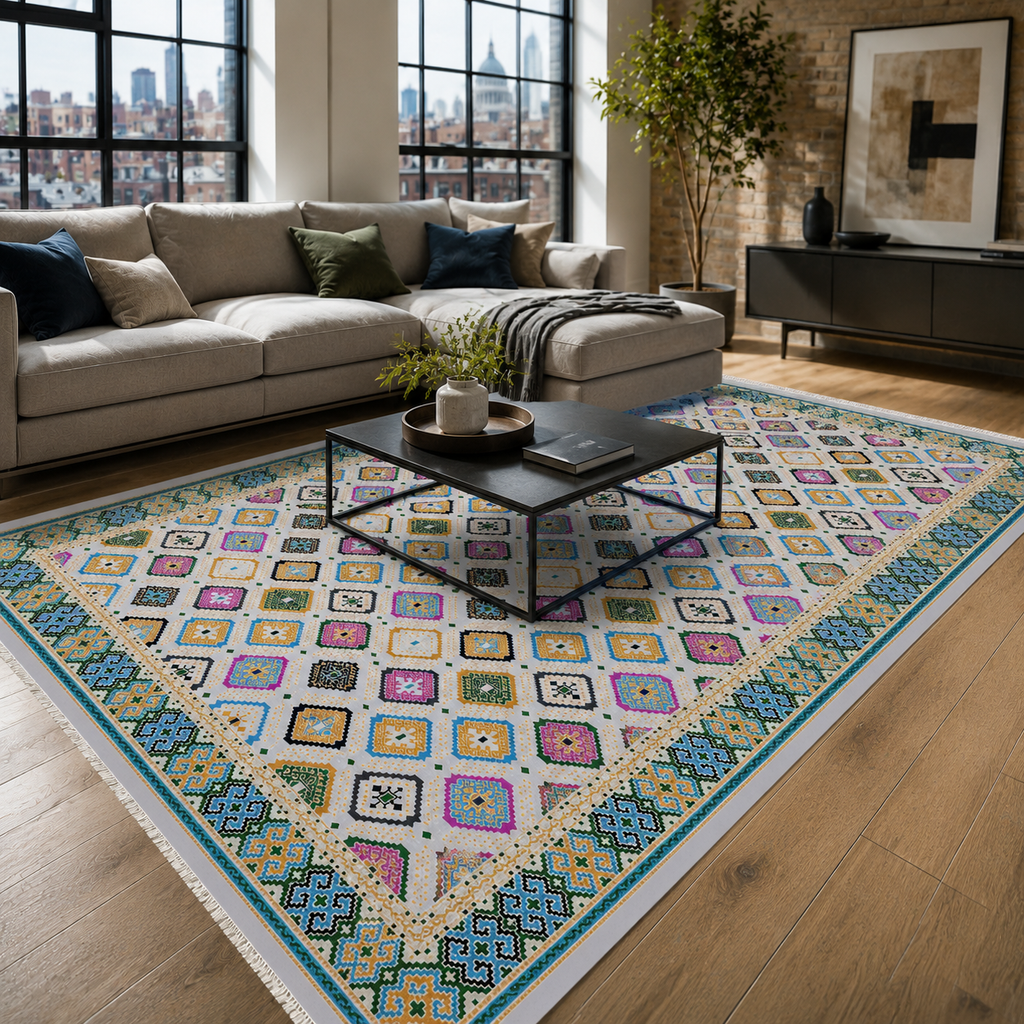 Tapis Ethnique Gris Lavable Astra, vue 7