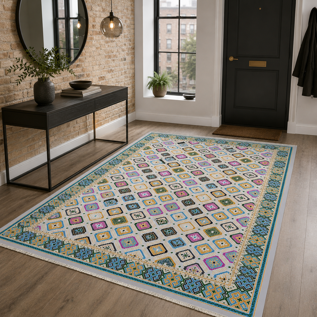 Tapis Ethnique Gris Lavable Astra, vue 9
