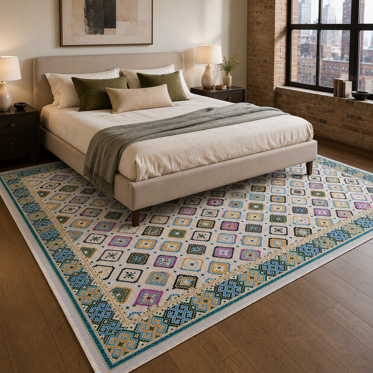 Tapis Ethnique Gris Lavable Astra, vue 10
