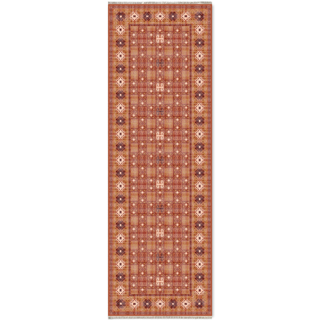 Détail du motif du tapis ethnique gris lavable Éléonore
