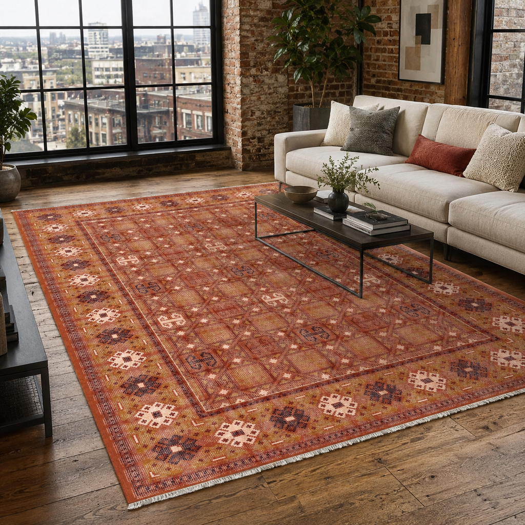 Tapis Ethnique Gris Lavable Éléonore, vue 3