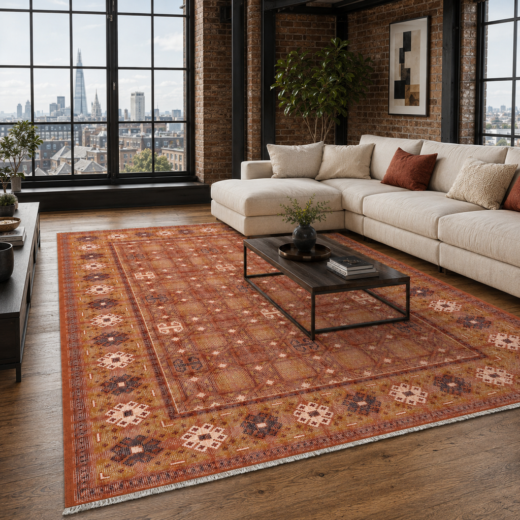 Tapis Ethnique Gris Lavable Éléonore, vue 4