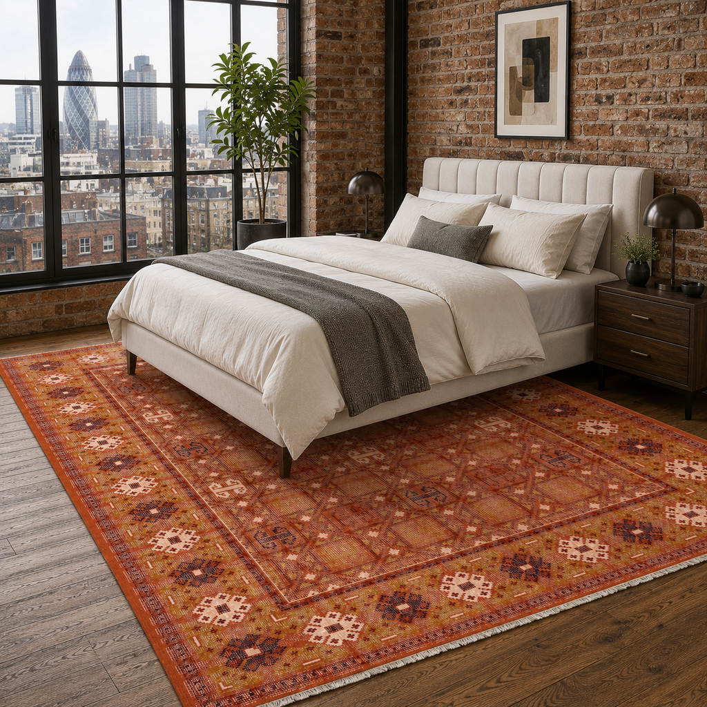 Tapis Ethnique Gris Lavable Éléonore, vue 5