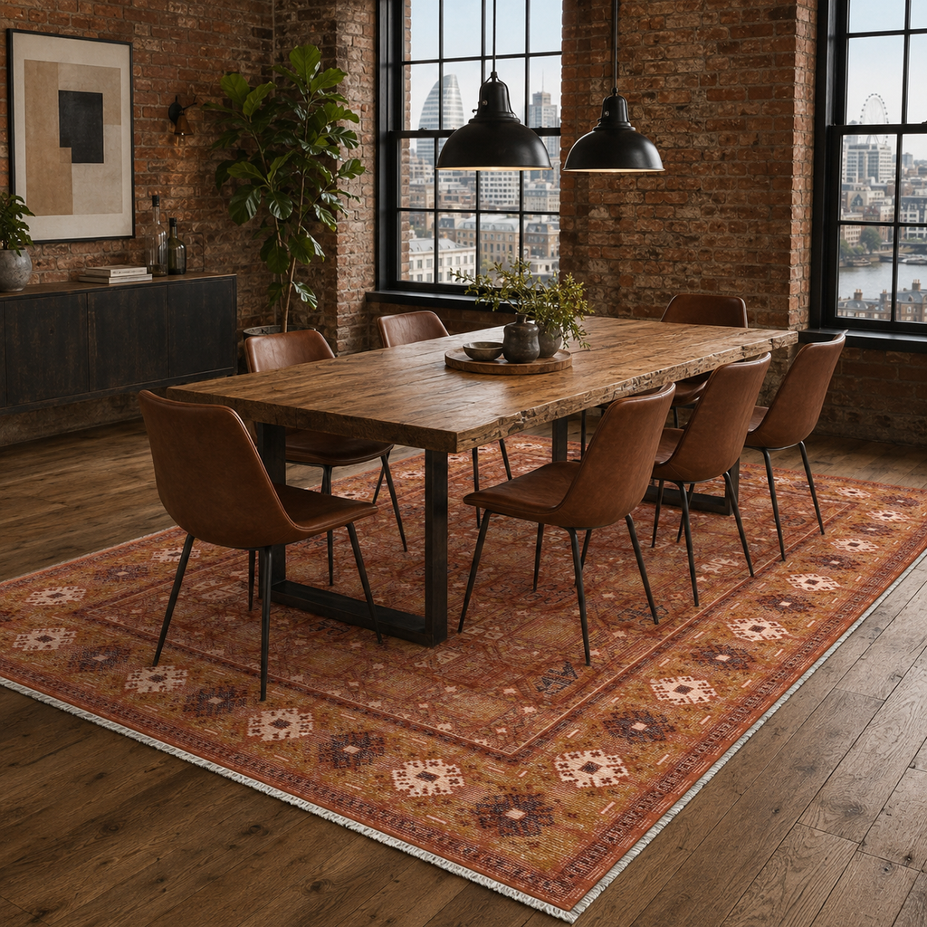 Tapis Ethnique Gris Lavable Éléonore, vue 6
