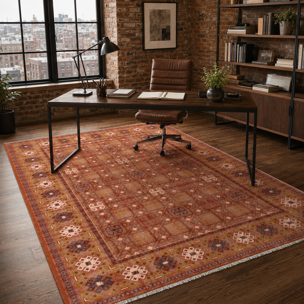 Tapis Ethnique Gris Lavable Éléonore, vue 7