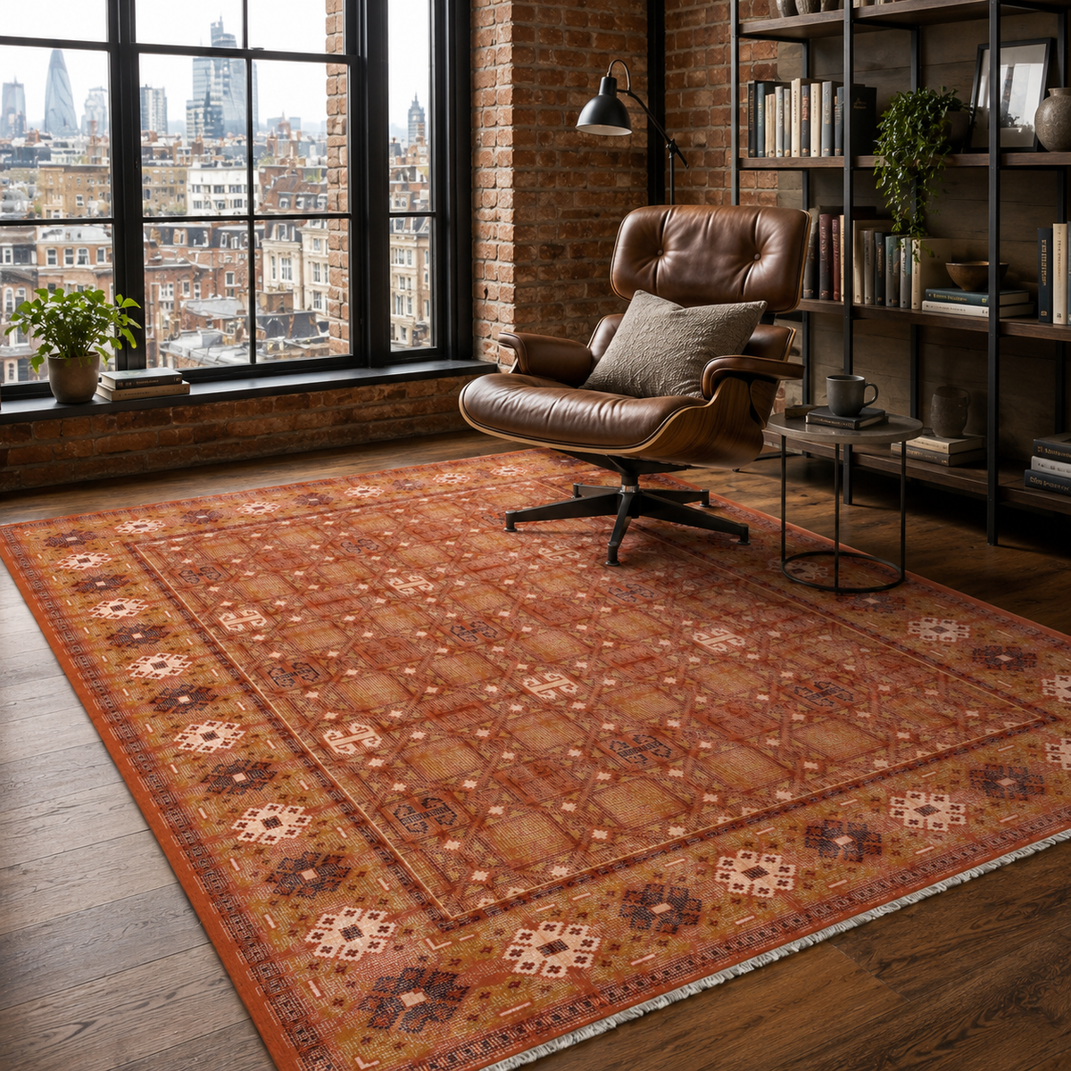 Tapis Ethnique Gris Lavable Éléonore, vue 8