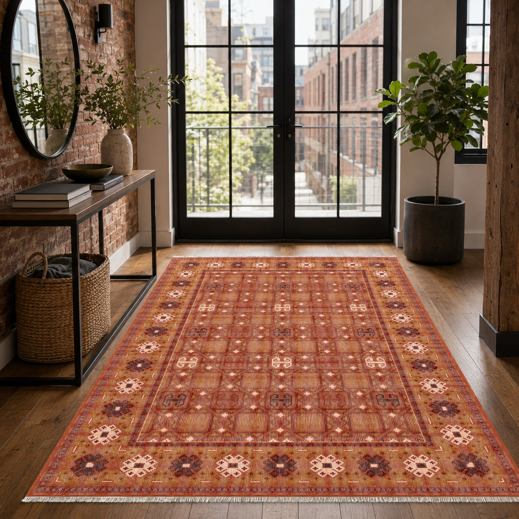 Tapis Ethnique Gris Lavable Éléonore, vue 9