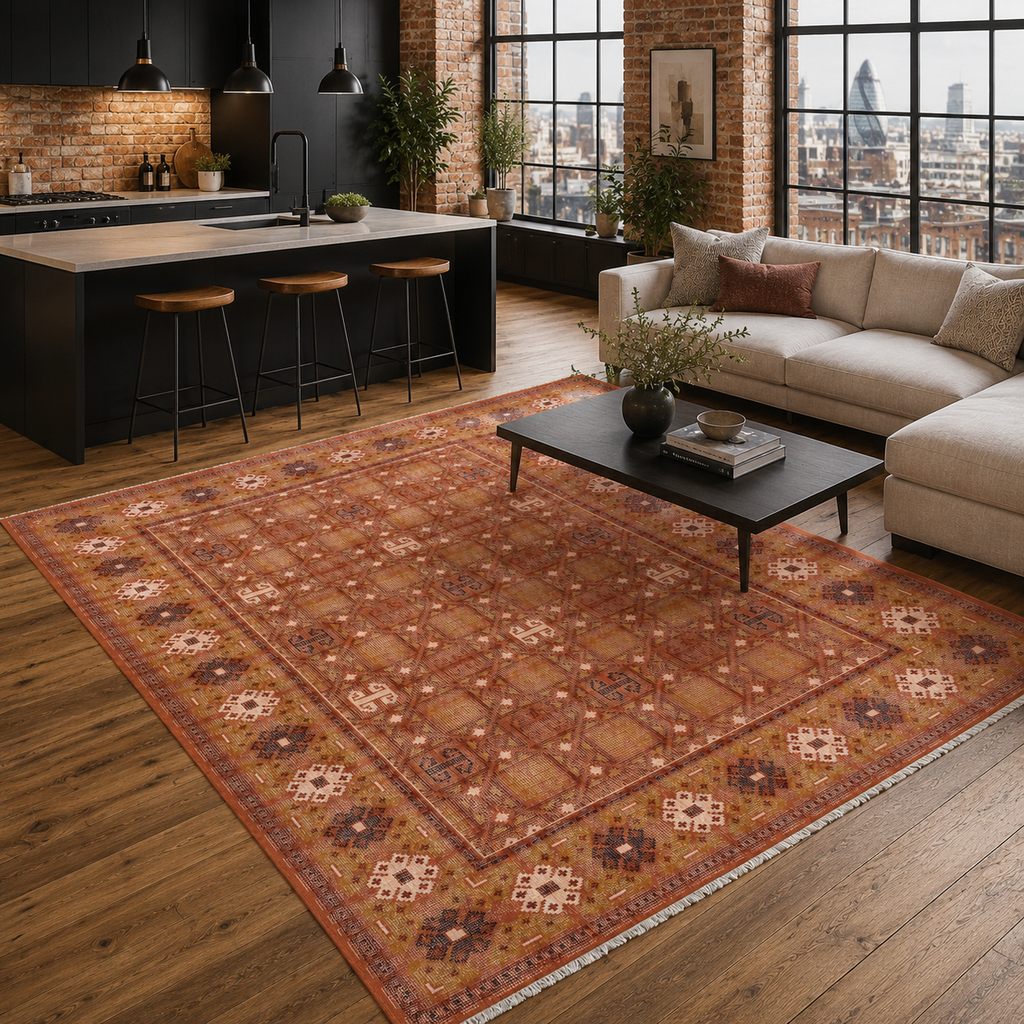 Tapis Ethnique Gris Lavable Éléonore, vue 10