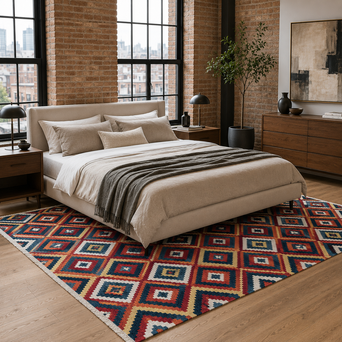 Tapis Ethnique Bordeaux Lavable Lou, vue 4